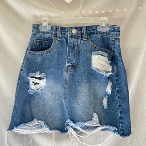 Shein Denim Distressed Skirt